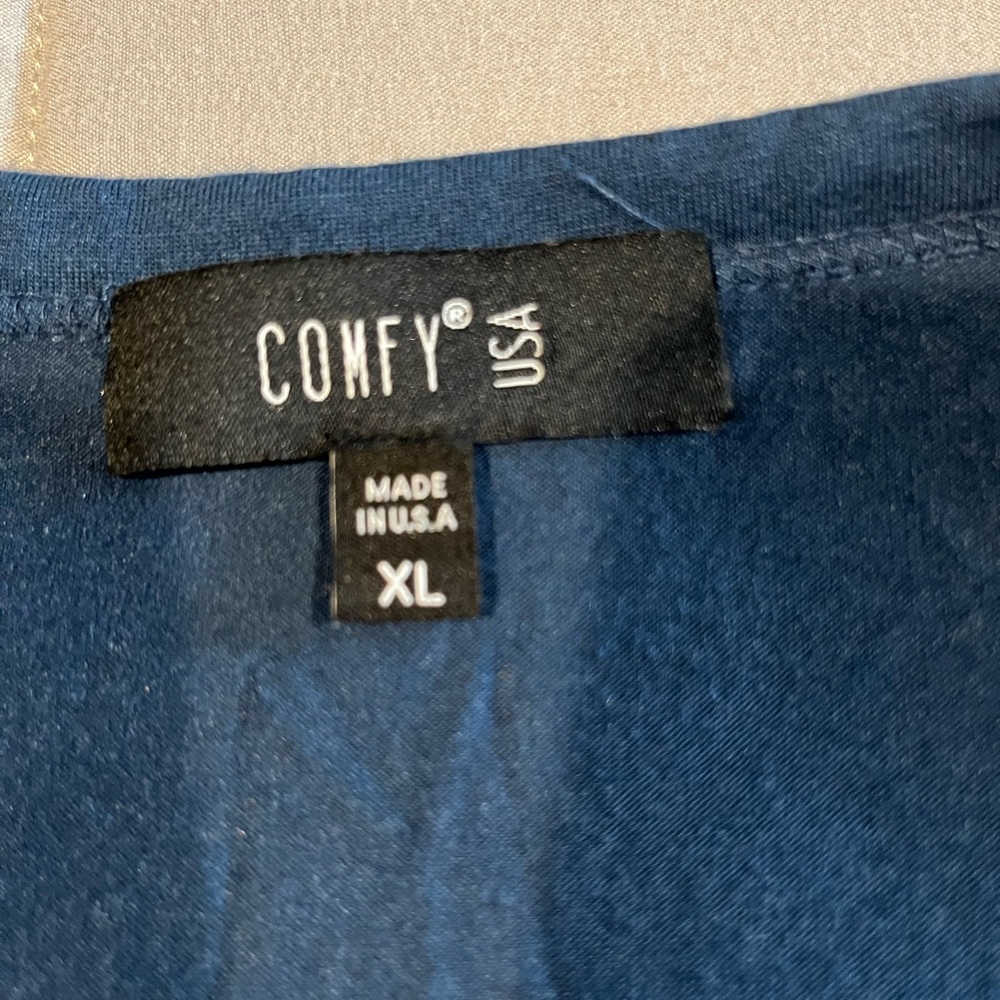 Comfy USA Blue V-Neck Tunic with Pockets - Picture 4 of 4
